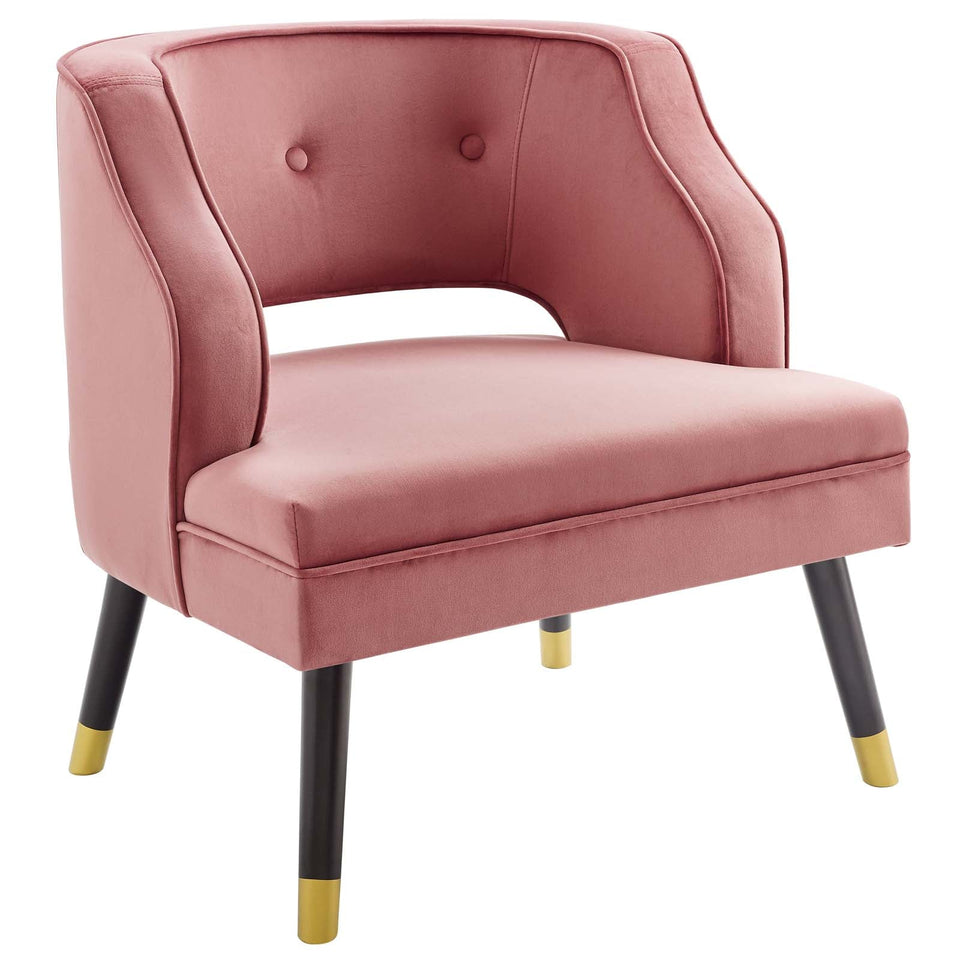 Traipse Button Tufted Open Back Performance Velvet Armchair by Modway