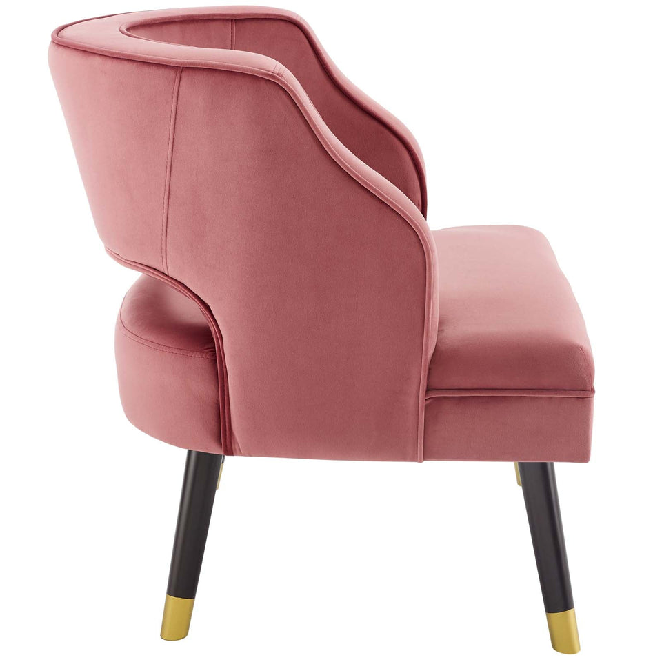Traipse Button Tufted Open Back Performance Velvet Armchair by Modway