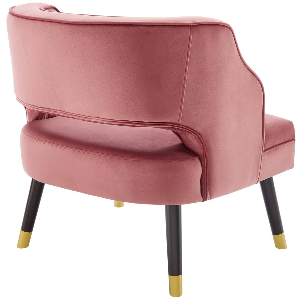 Traipse Button Tufted Open Back Performance Velvet Armchair by Modway