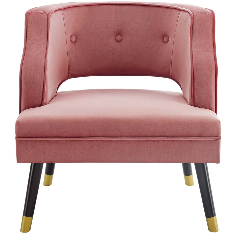 Traipse Button Tufted Open Back Performance Velvet Armchair by Modway