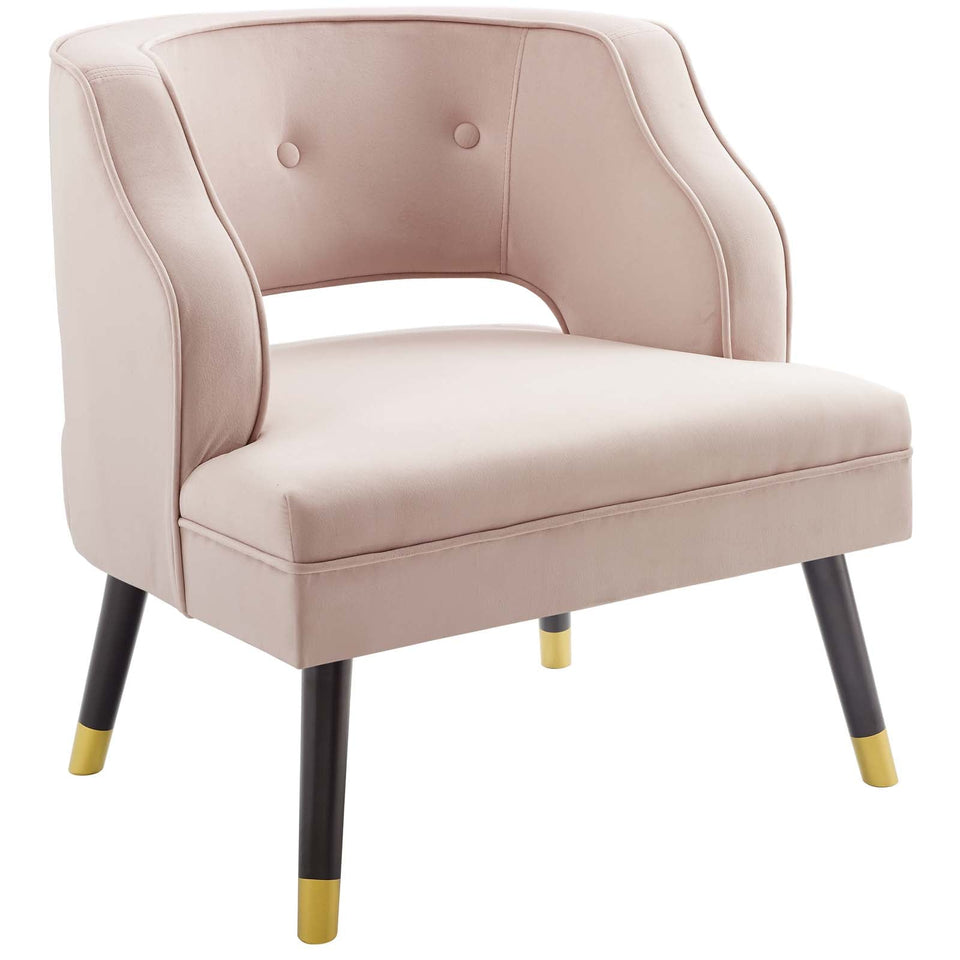 Traipse Button Tufted Open Back Performance Velvet Armchair by Modway