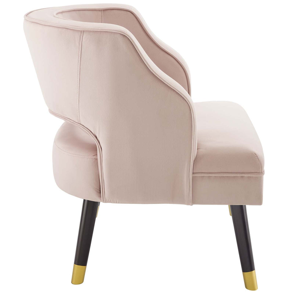 Traipse Button Tufted Open Back Performance Velvet Armchair by Modway