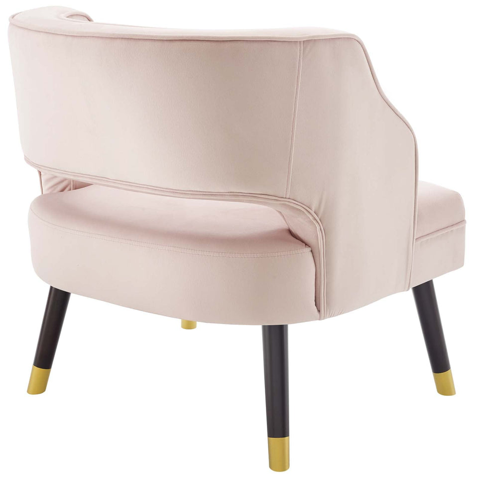 Traipse Button Tufted Open Back Performance Velvet Armchair by Modway