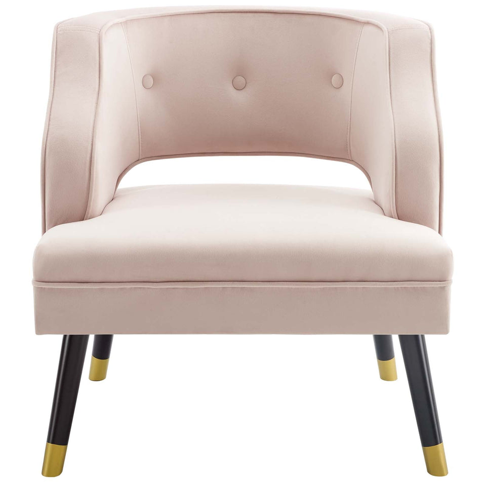 Traipse Button Tufted Open Back Performance Velvet Armchair by Modway