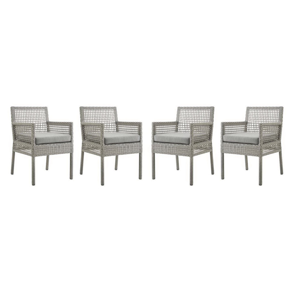 Aura Outdoor Patio Wicker Rattan Dining Armchair Set of 4 by Modway