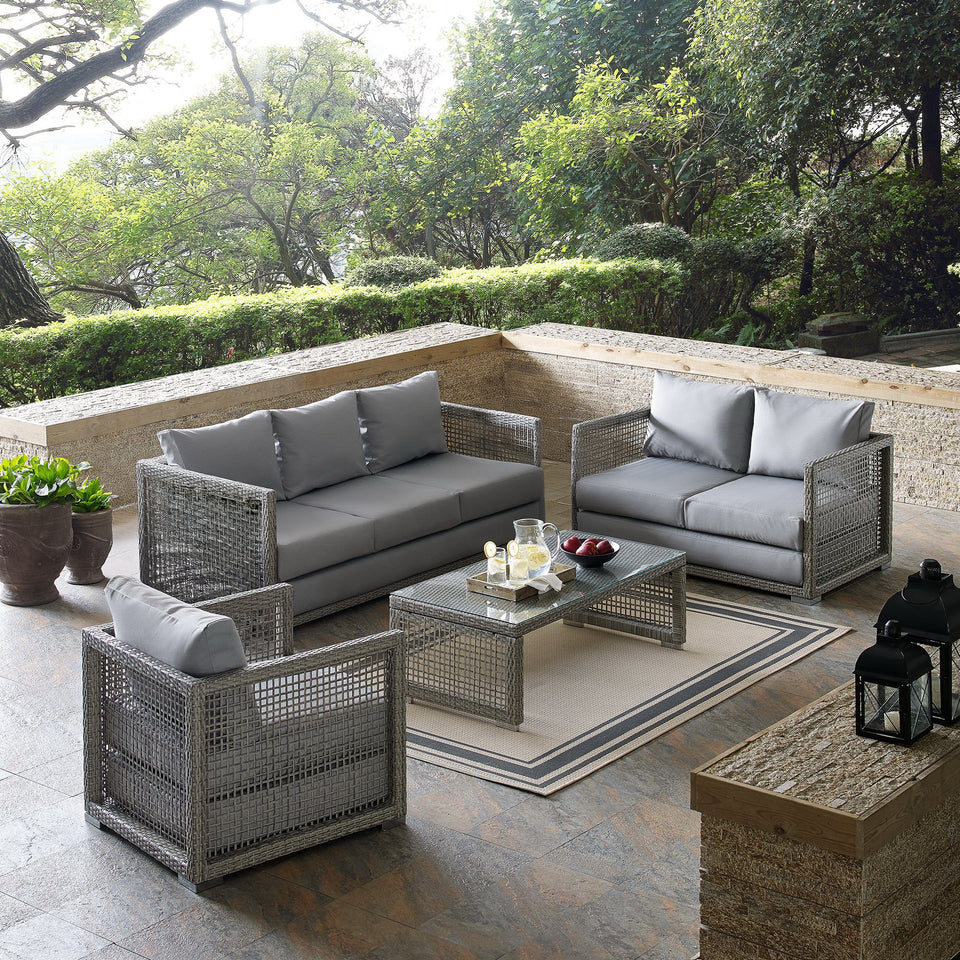 Aura 4 Piece Outdoor Patio Wicker Rattan Set by Modway