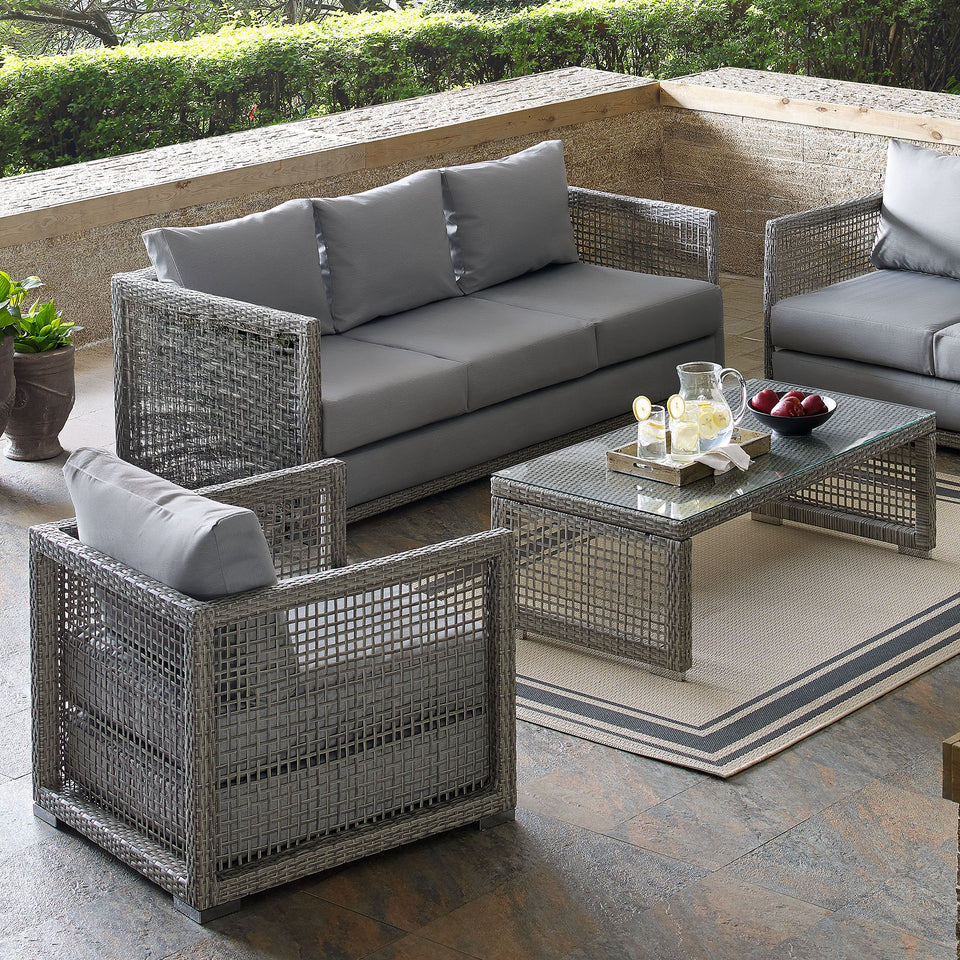 Aura 3 Piece Outdoor Patio Wicker Rattan Set by Modway