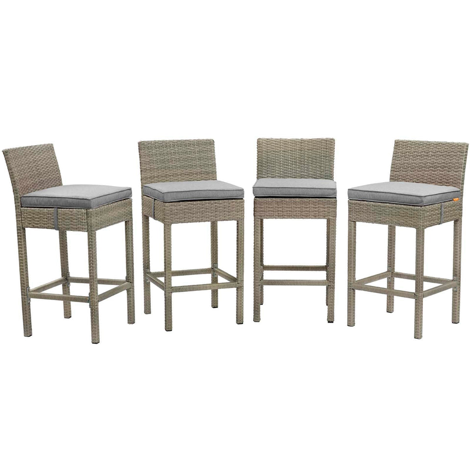 Conduit Outdoor Patio Wicker Rattan Bar Stool Set of 4 by Modway