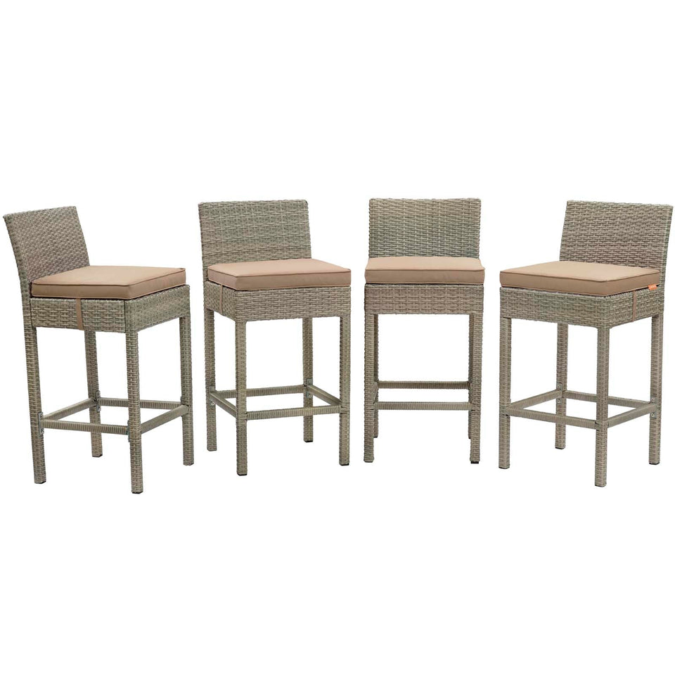 Conduit Outdoor Patio Wicker Rattan Bar Stool Set of 4 by Modway