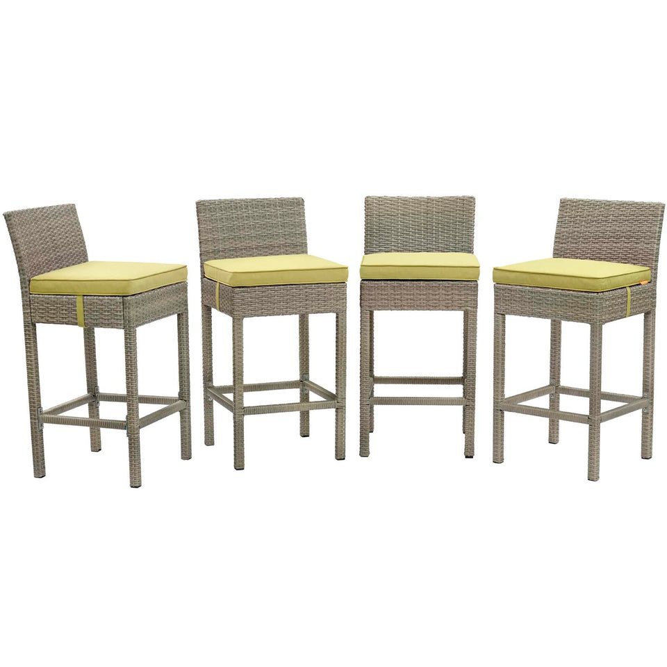 Conduit Outdoor Patio Wicker Rattan Bar Stool Set of 4 by Modway