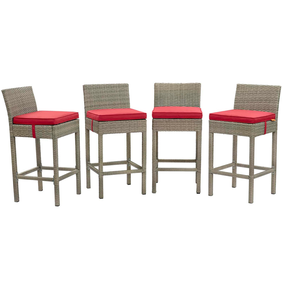 Conduit Outdoor Patio Wicker Rattan Bar Stool Set of 4 by Modway