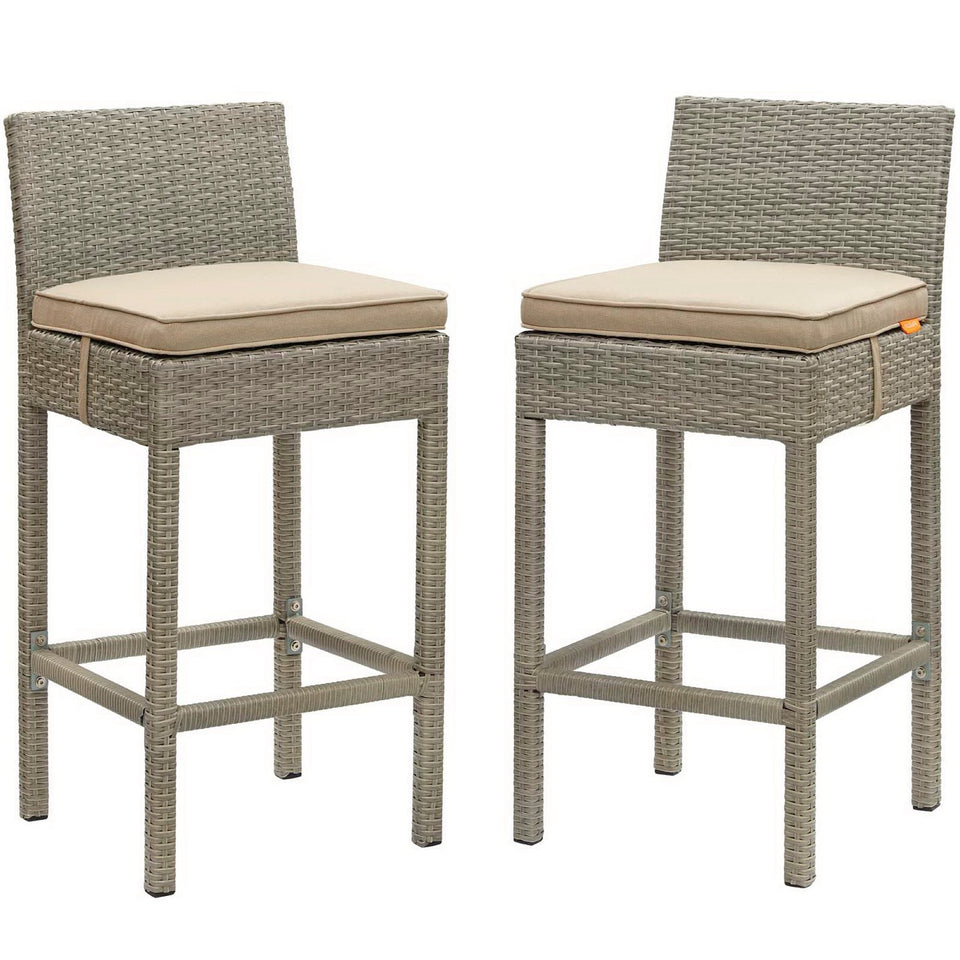 Conduit Outdoor Wicker Rattan Bar Stool Set of 2 by Modway