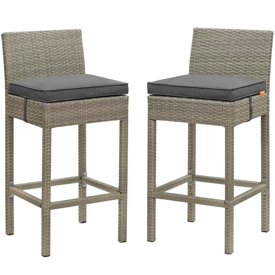 Conduit Outdoor Wicker Rattan Bar Stool Set of 2 by Modway