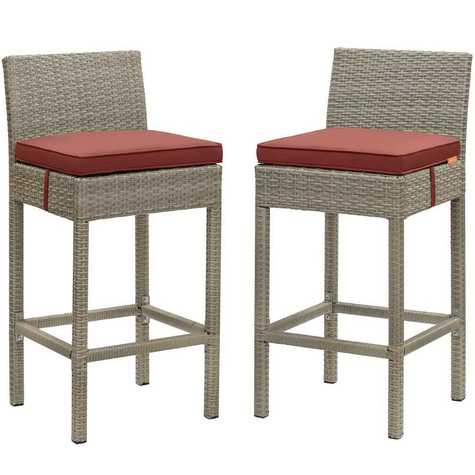 Conduit Outdoor Wicker Rattan Bar Stool Set of 2 by Modway