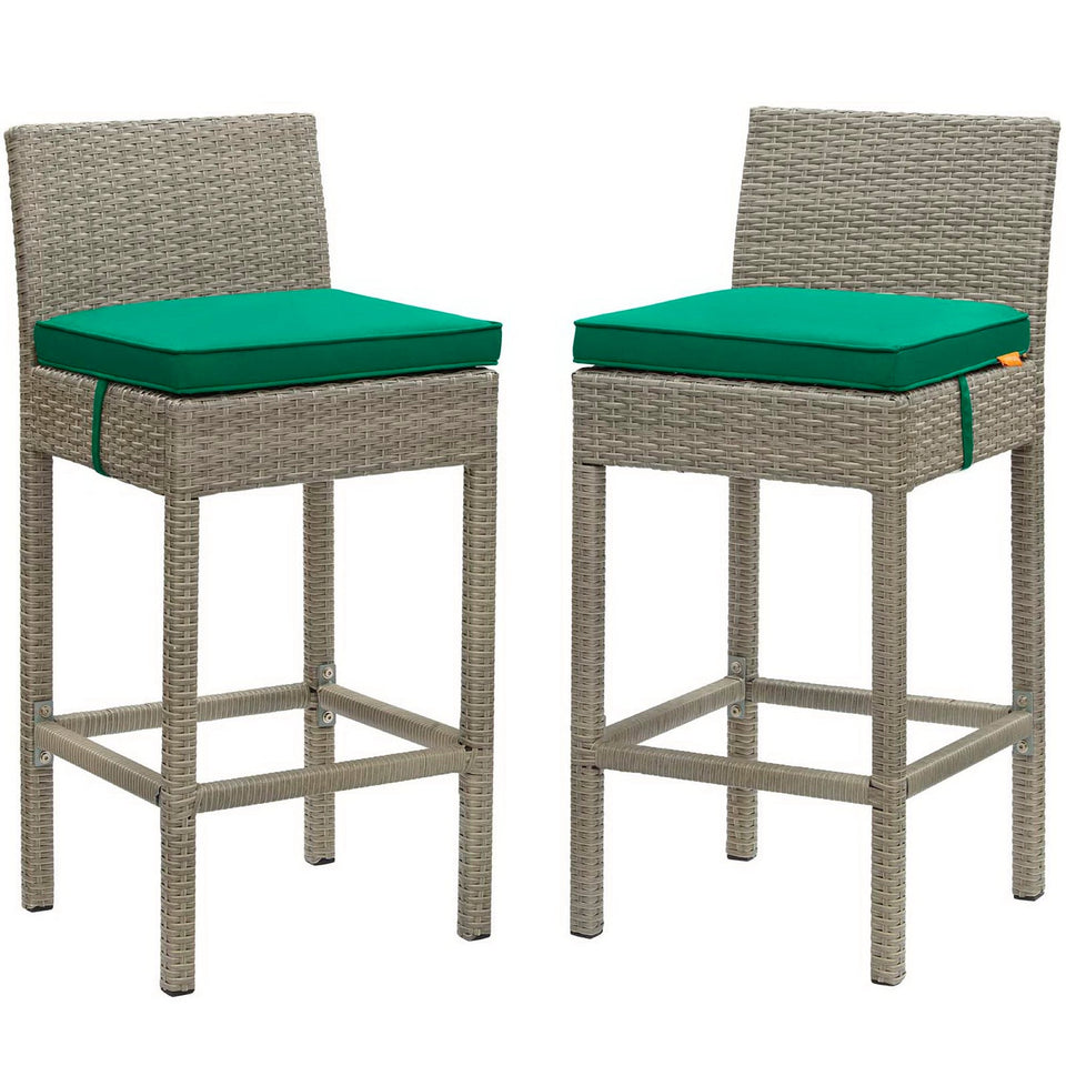 Conduit Outdoor Wicker Rattan Bar Stool Set of 2 by Modway