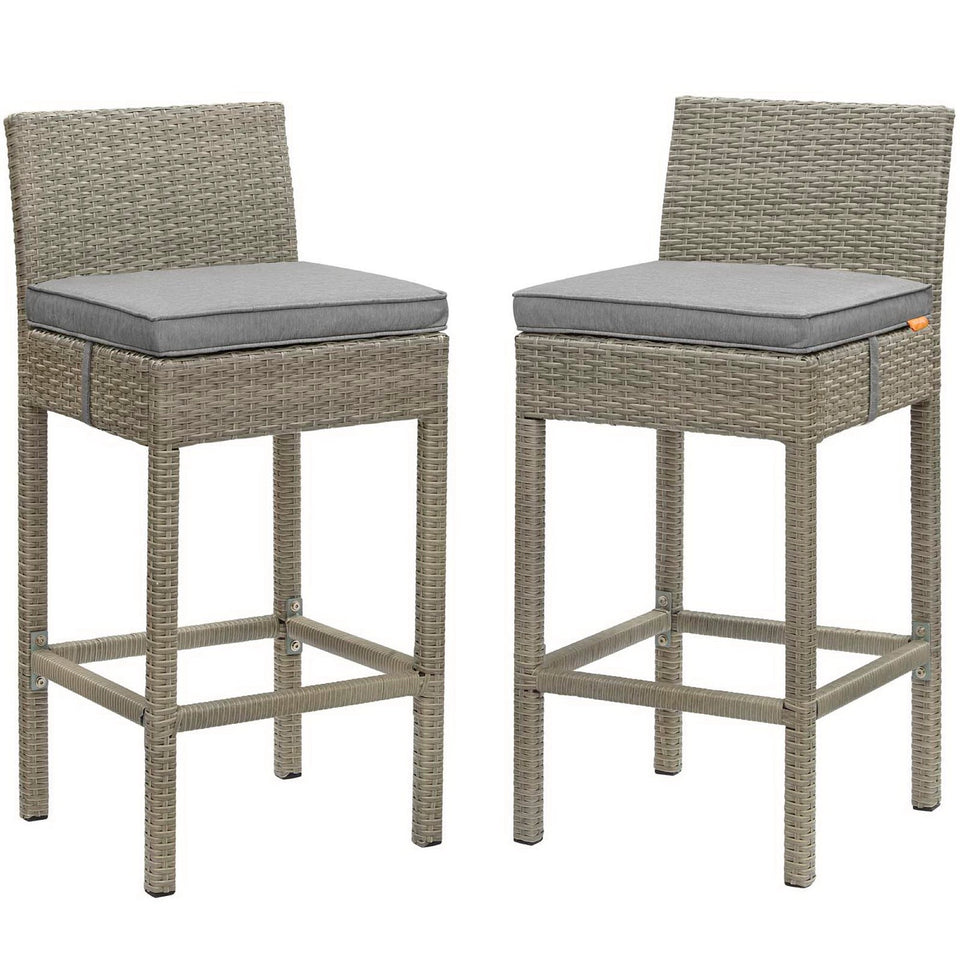 Conduit Outdoor Wicker Rattan Bar Stool Set of 2 by Modway