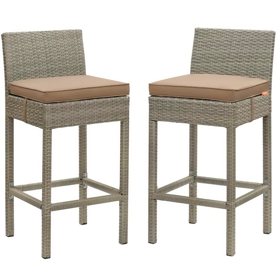 Conduit Outdoor Wicker Rattan Bar Stool Set of 2 by Modway