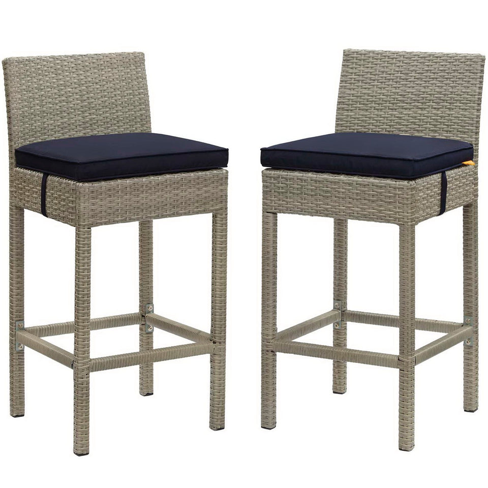 Conduit Outdoor Wicker Rattan Bar Stool Set of 2 by Modway