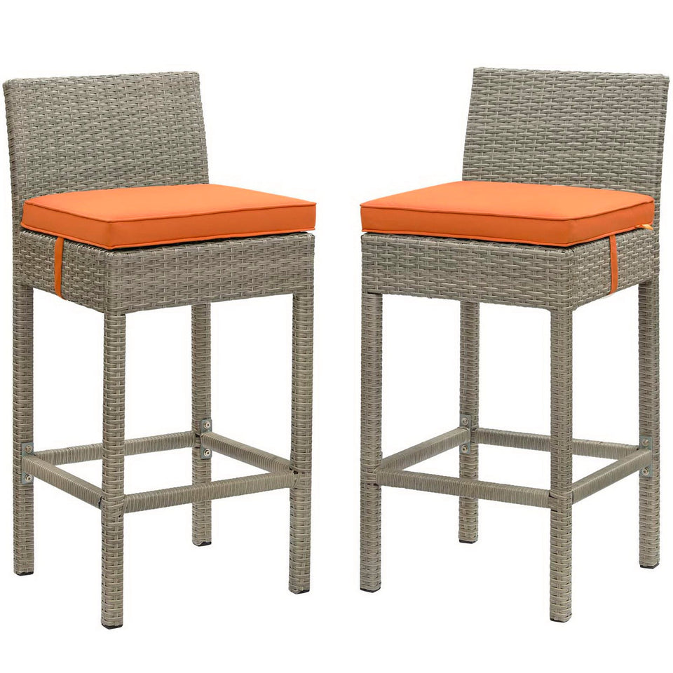 Conduit Outdoor Wicker Rattan Bar Stool Set of 2 by Modway