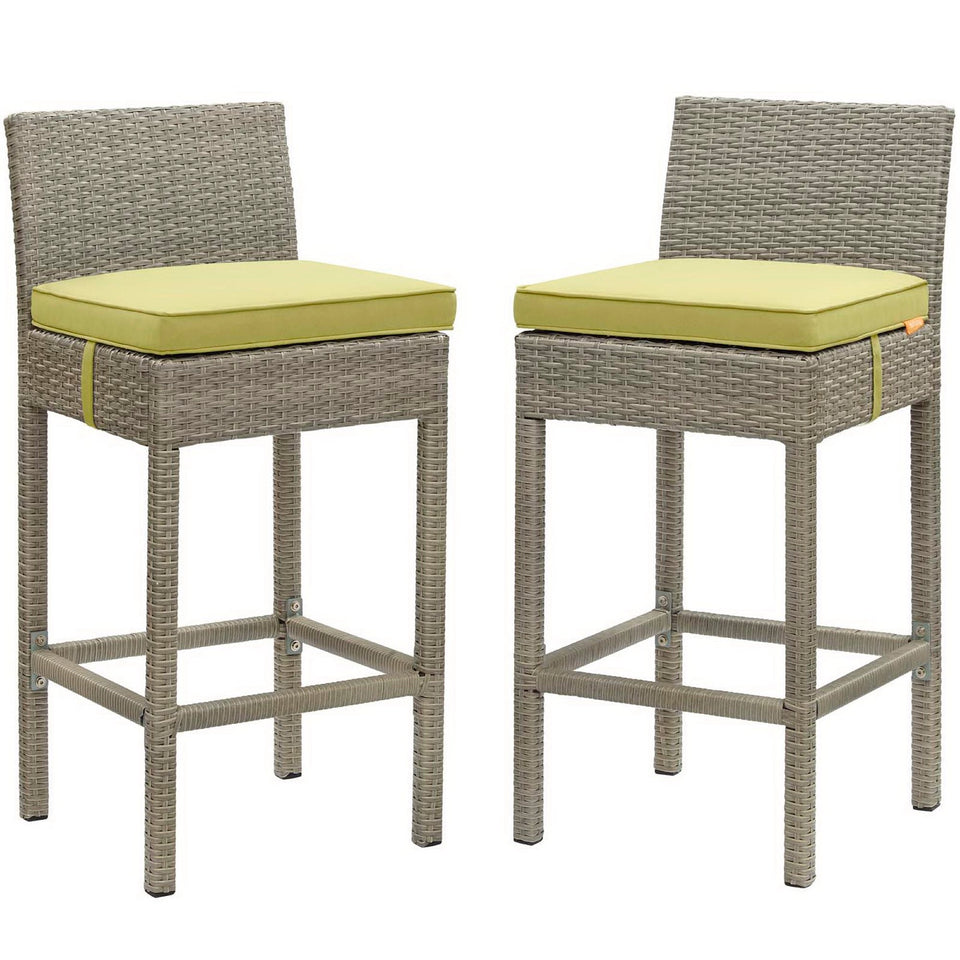 Conduit Outdoor Wicker Rattan Bar Stool Set of 2 by Modway
