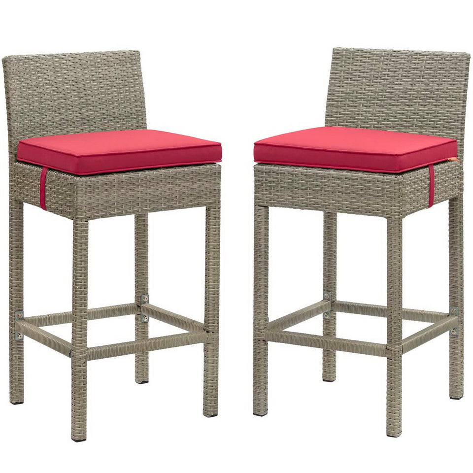 Conduit Outdoor Wicker Rattan Bar Stool Set of 2 by Modway