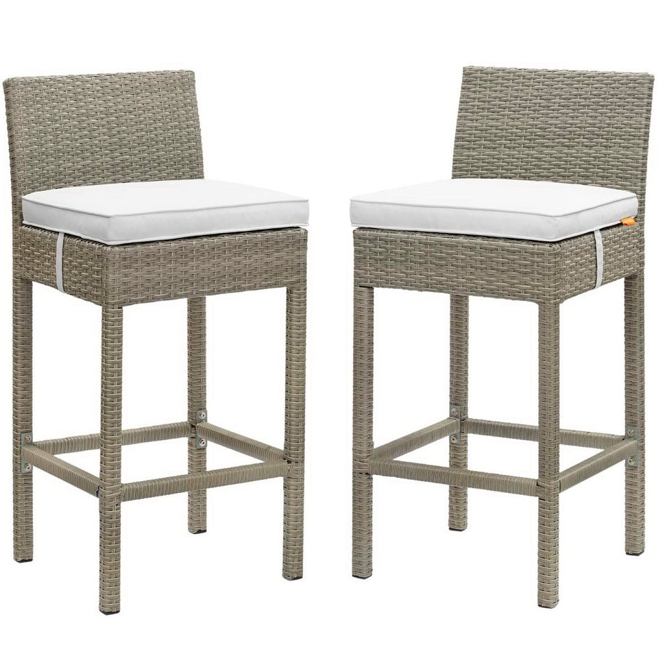 Conduit Outdoor Wicker Rattan Bar Stool Set of 2 by Modway