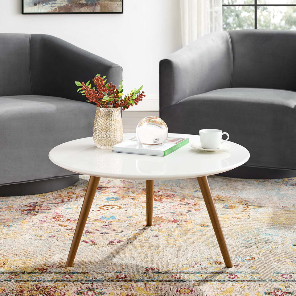 Lippa Round Wood Coffee Table with Tripod Base by Modway
