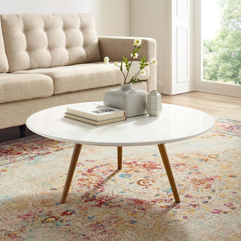 Lippa Round Wood Coffee Table with Tripod Base by Modway