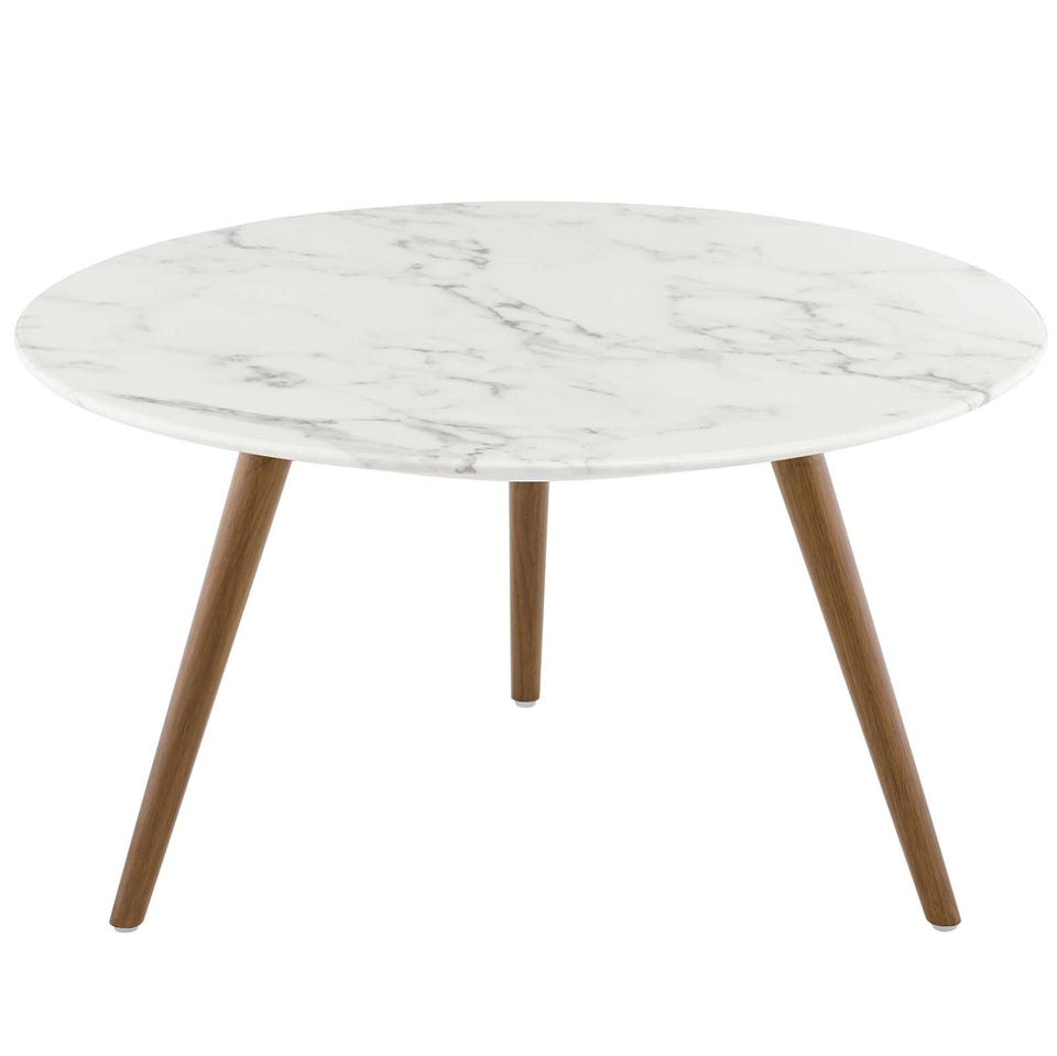 Lippa Round Artificial Marble Coffee Table with Tripod Base by Modway