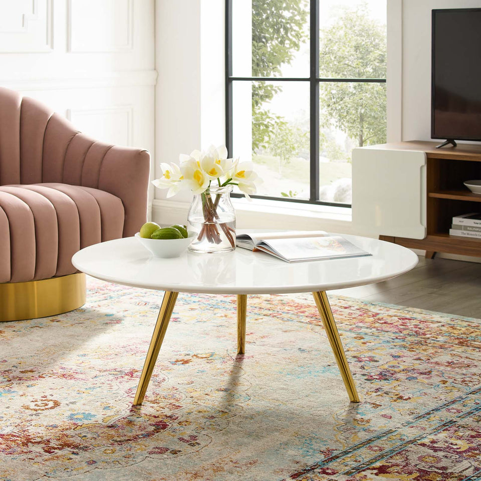 Lippa Round Wood Coffee Table with Tripod Base by Modway