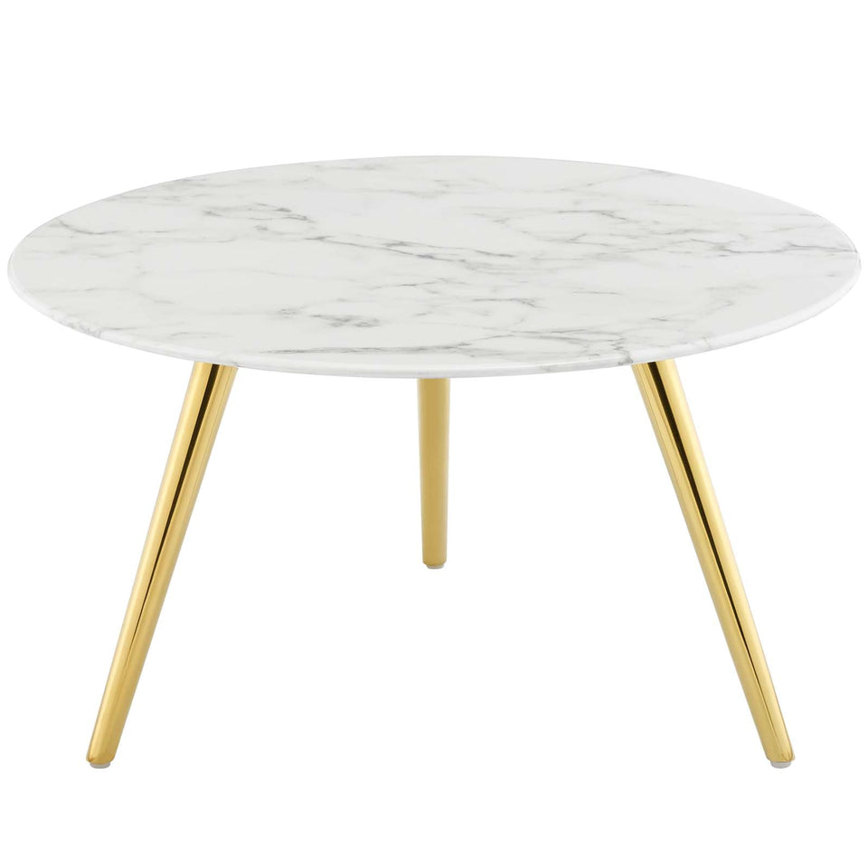 Lippa Round Artificial Marble Coffee Table with Tripod Base by Modway