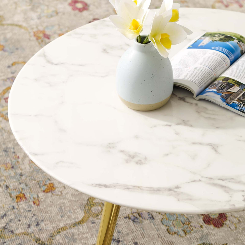Lippa Round Artificial Marble Coffee Table with Tripod Base by Modway