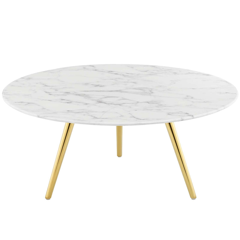Lippa Round Artificial Marble Coffee Table with Tripod Base by Modway