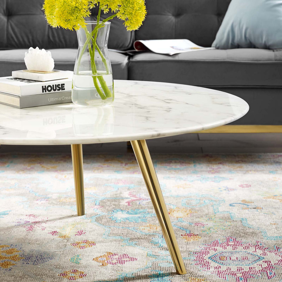 Lippa Round Artificial Marble Coffee Table with Tripod Base by Modway