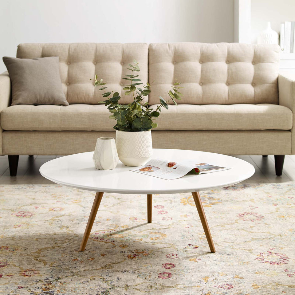 Lippa Round Wood Coffee Table with Tripod Base by Modway