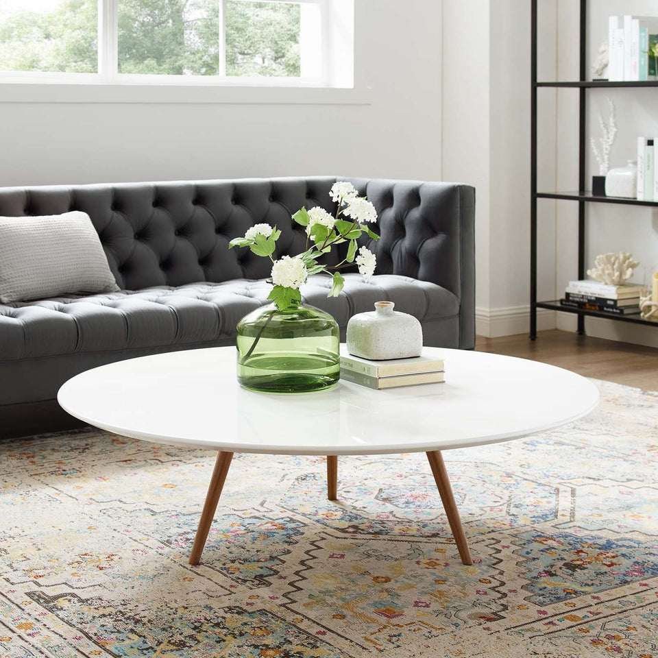 Lippa Round Wood Coffee Table with Tripod Base by Modway