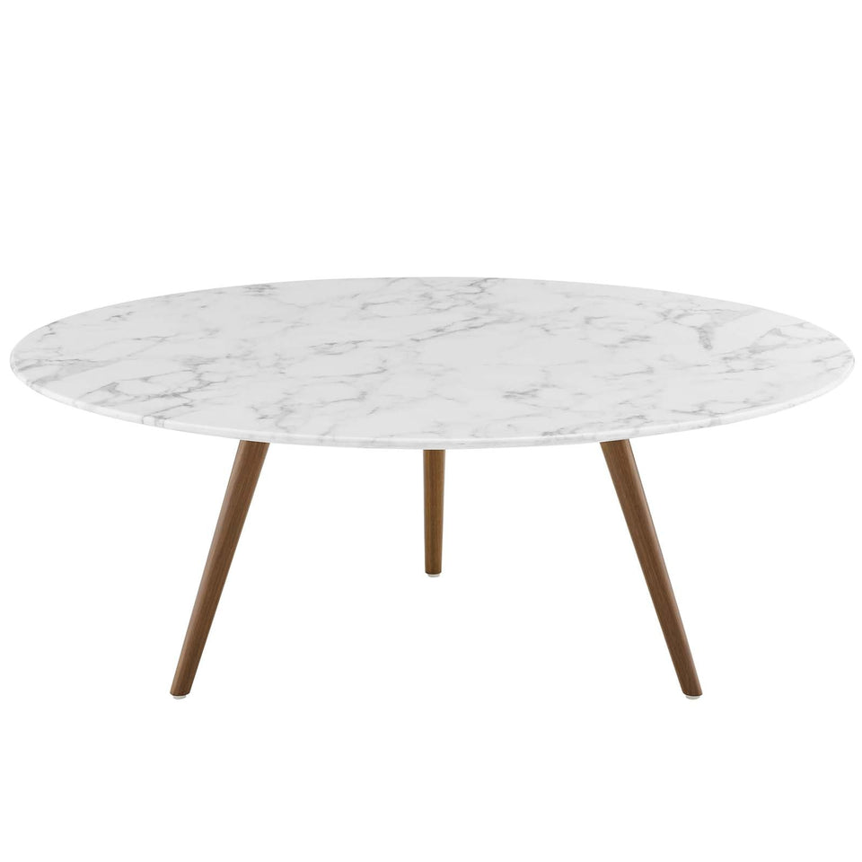 Lippa Round Artificial Marble Coffee Table with Tripod Base by Modway