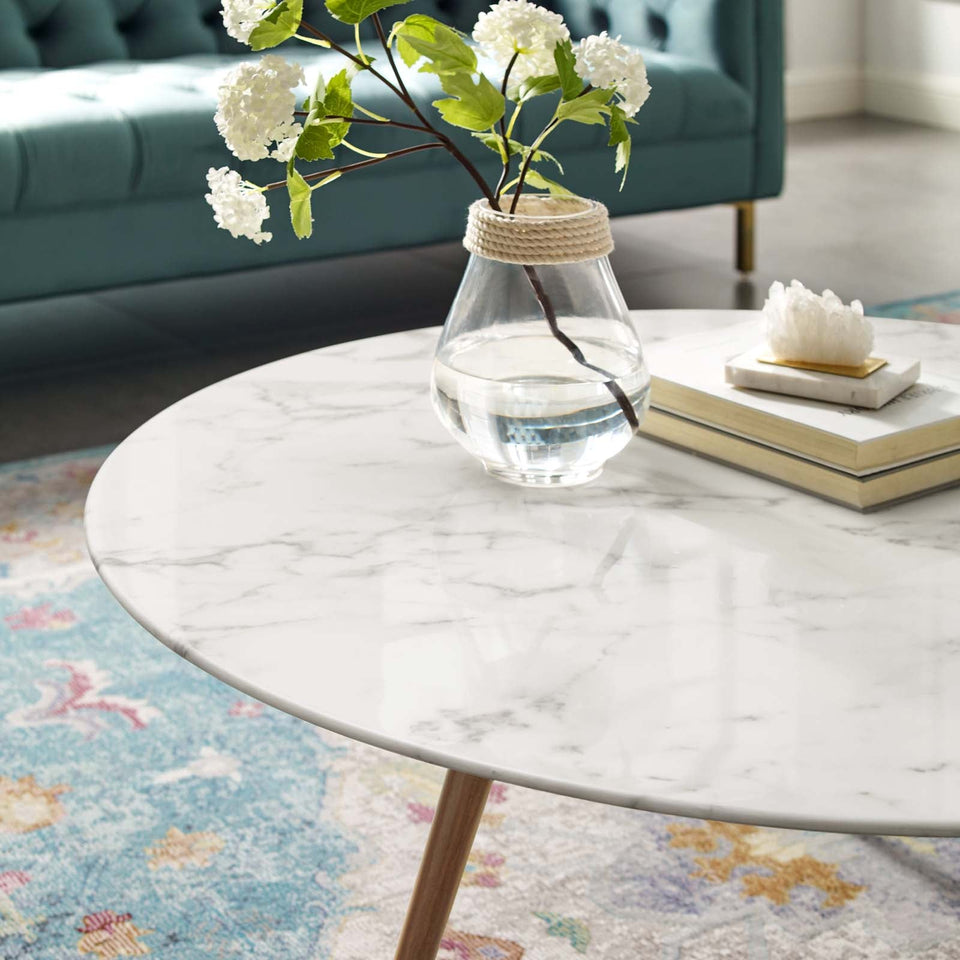 Lippa Round Artificial Marble Coffee Table with Tripod Base by Modway