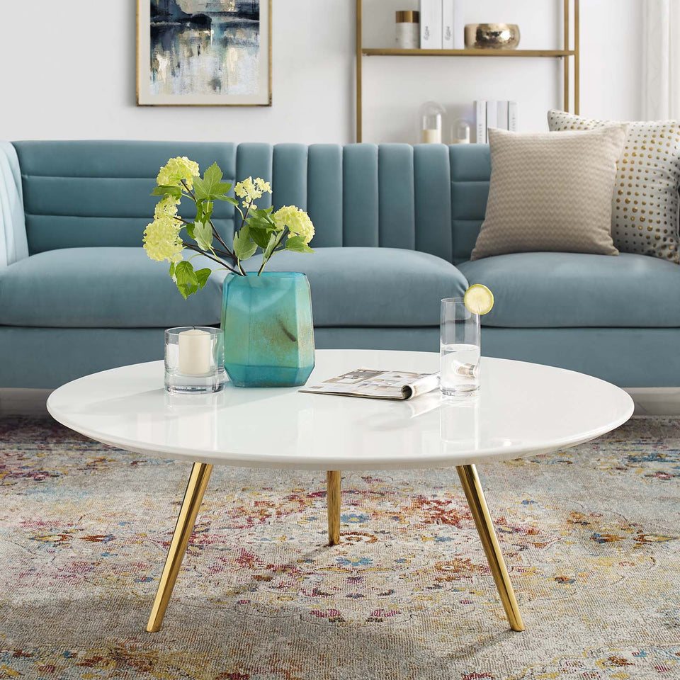 Lippa Round Wood Coffee Table with Tripod Base by Modway