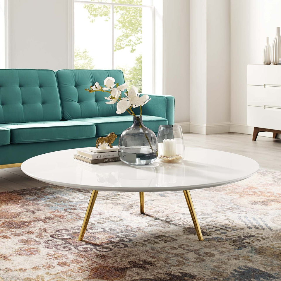 Lippa Round Wood Coffee Table with Tripod Base by Modway