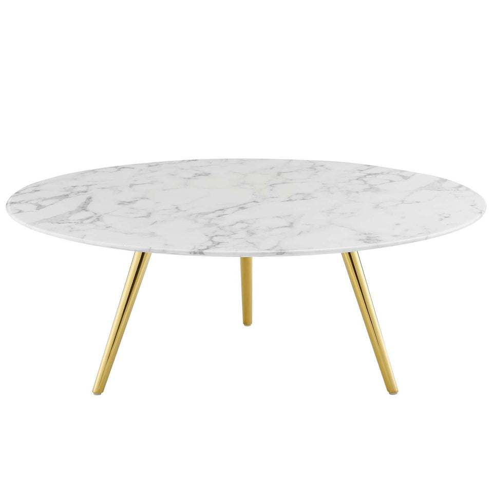 Lippa Round Artificial Marble Coffee Table with Tripod Base by Modway