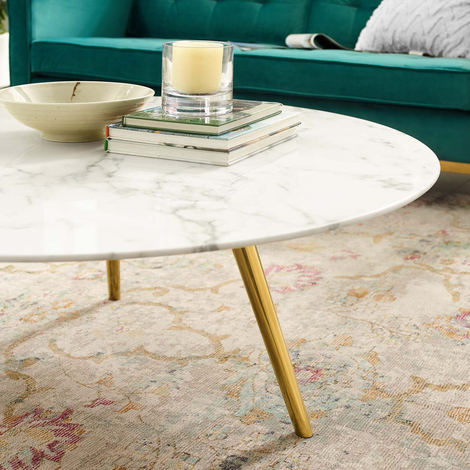 Lippa Round Artificial Marble Coffee Table with Tripod Base by Modway