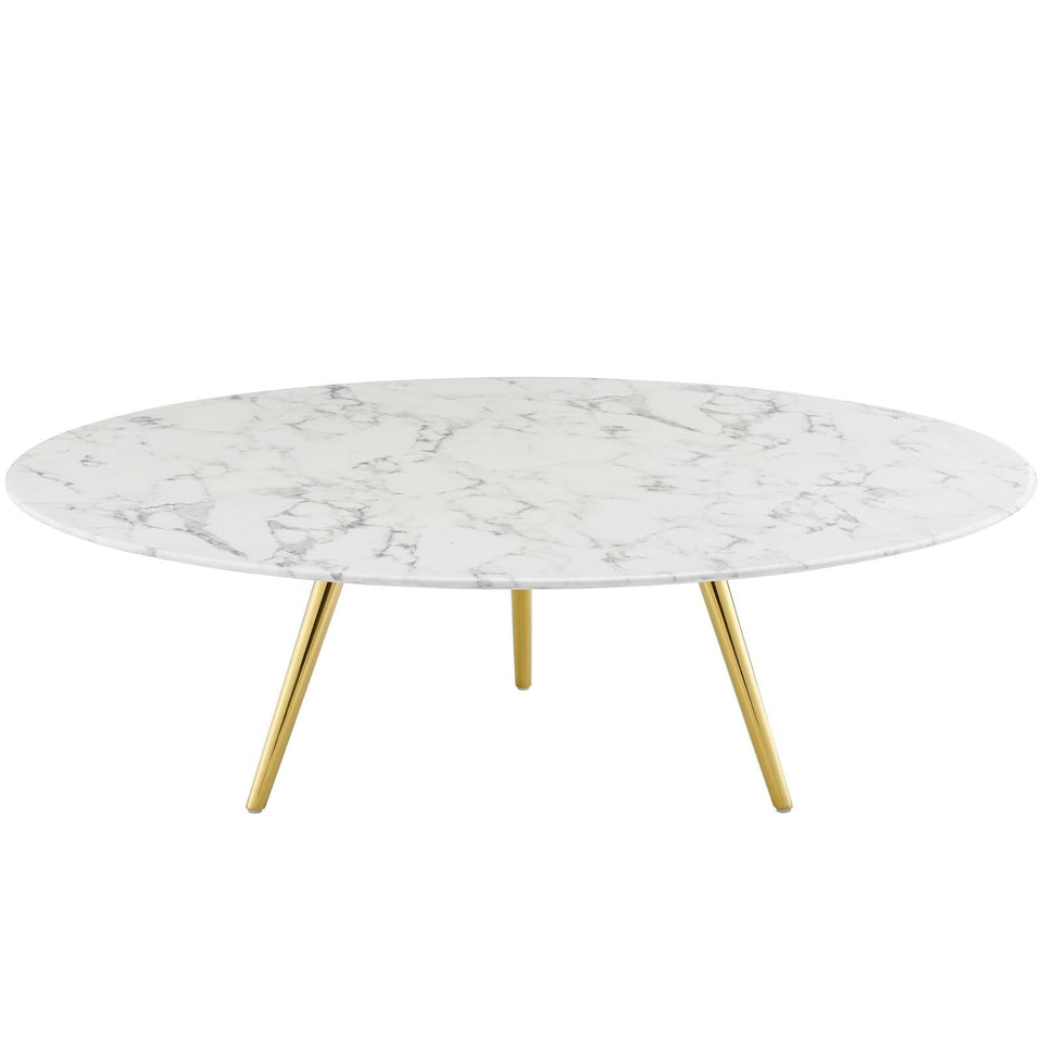 Lippa Round Artificial Marble Coffee Table with Tripod Base by Modway