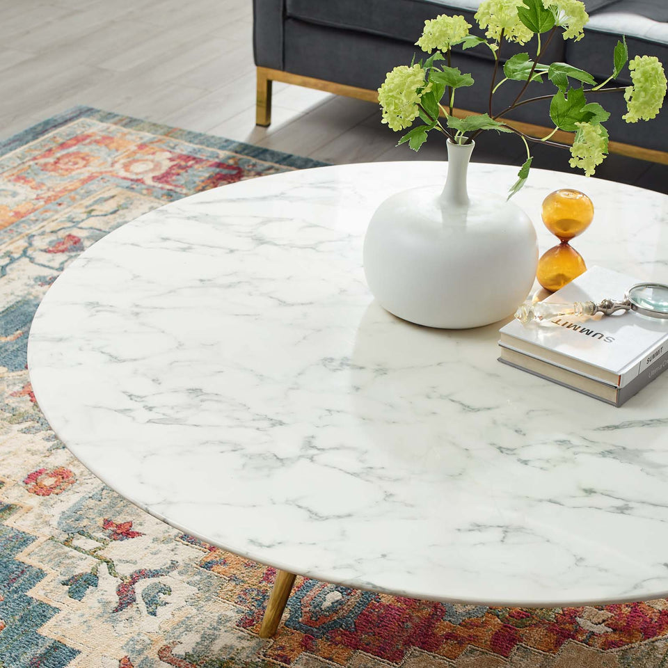 Lippa Round Artificial Marble Coffee Table with Tripod Base by Modway