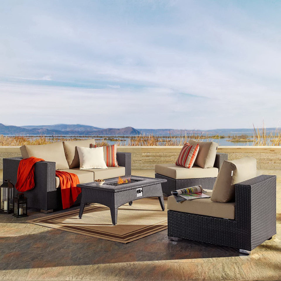 Convene 5 Piece Set Outdoor with Fire Pit by Modway