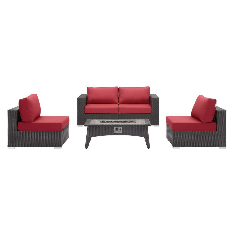 Convene 5 Piece Set Outdoor with Fire Pit by Modway