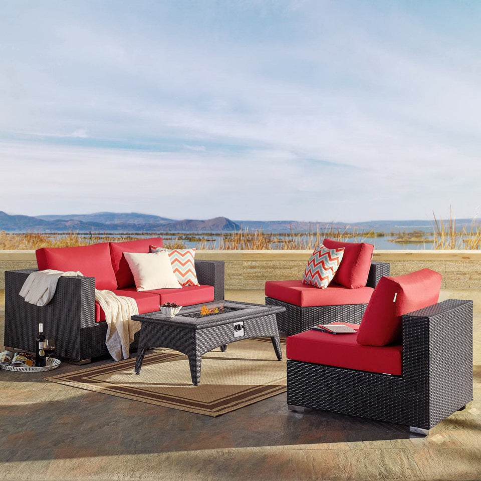 Convene 5 Piece Set Outdoor with Fire Pit by Modway