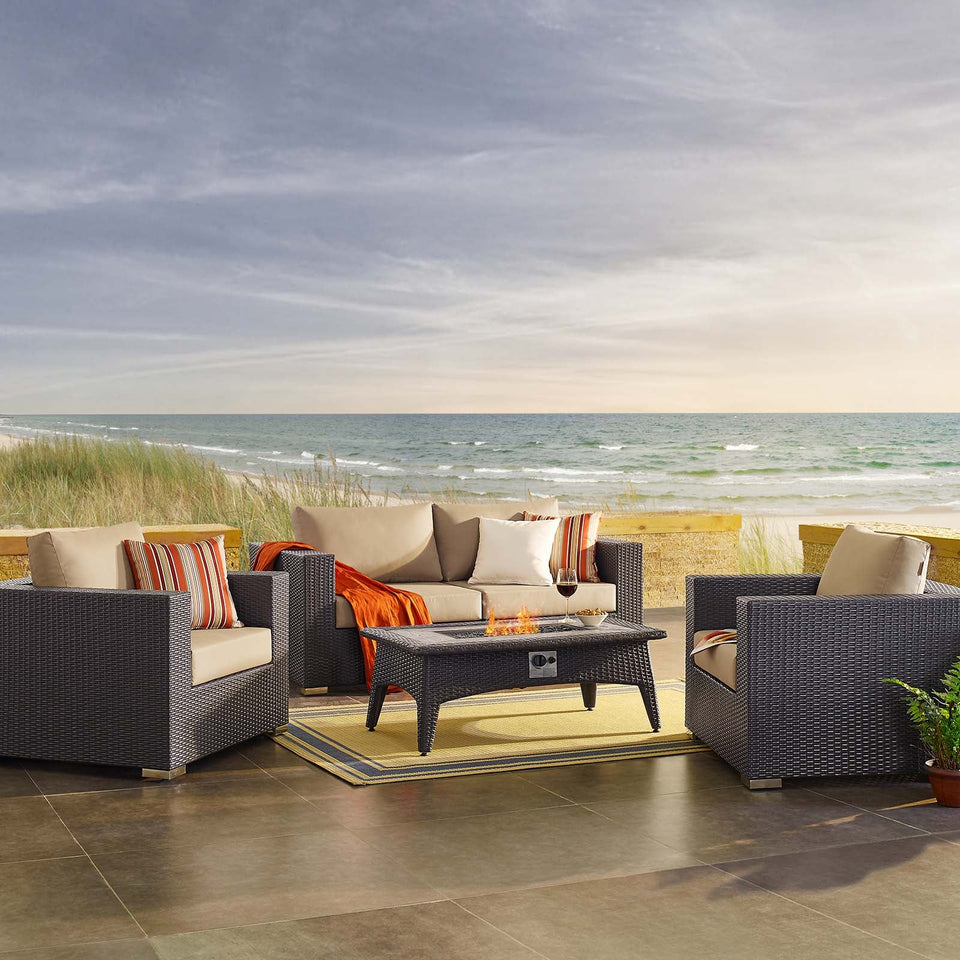 Convene 4 Piece Set Outdoor Patio with Fire Pit by Modway