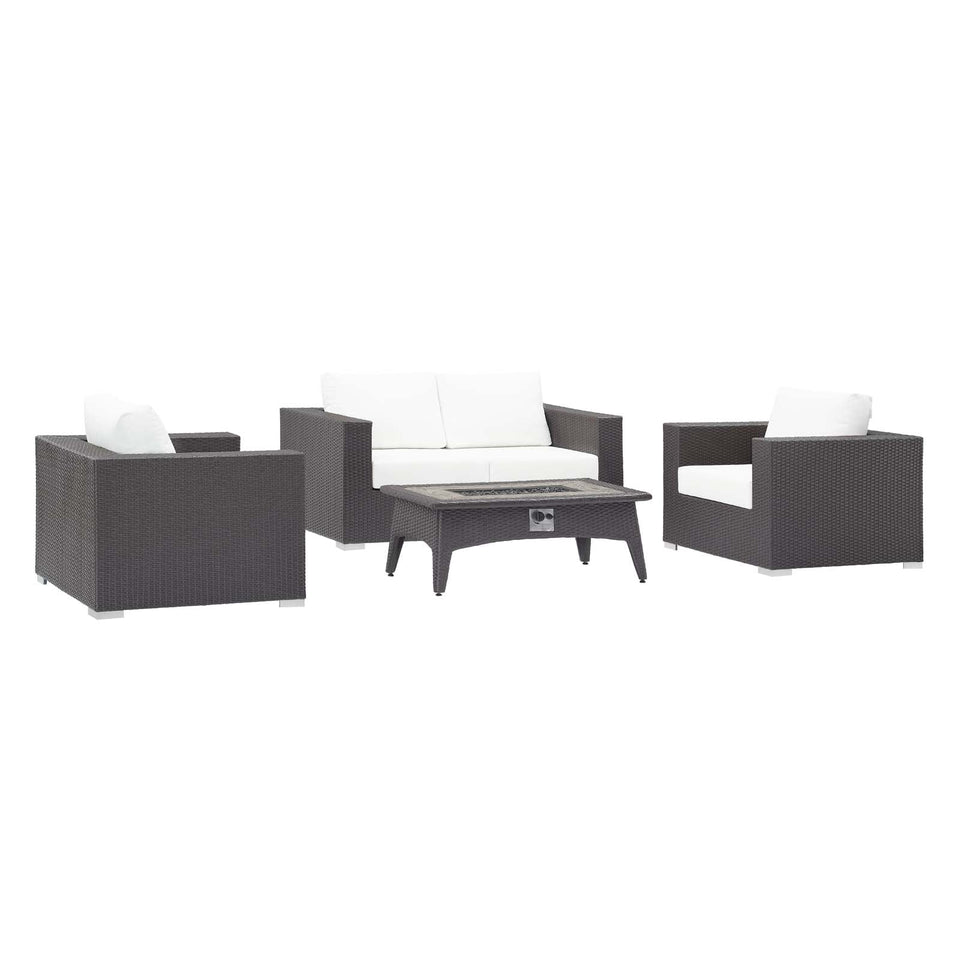 Convene 4 Piece Set Outdoor Patio with Fire Pit by Modway