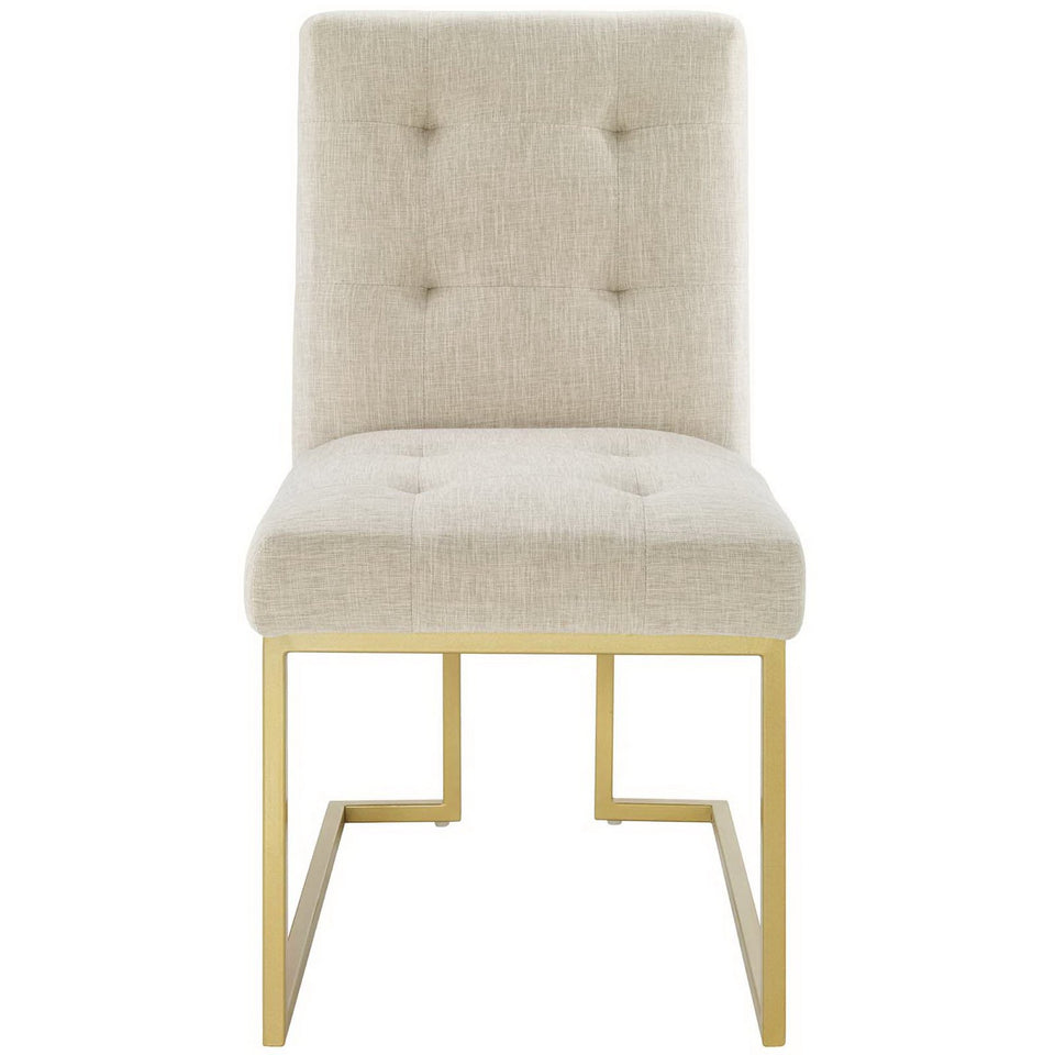 Privy Gold Stainless Steel Upholstered Fabric Dining Accent Chair by Modway